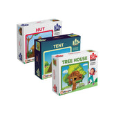 Type of Houses Jigsaw Puzzle Combo (Set of 3 - Hut, Tent, Tree) - Fun & Learning Games for kids - Mittimate
